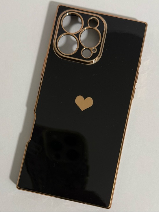 Source Unknown Other - Black & Gold Heart iPhone 13 Pro Max Slim Protective Case